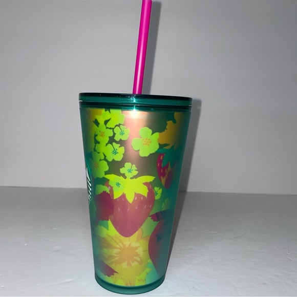 NWT Starbucks Cold Cup Floral Strawberry - Picture 2 of 5